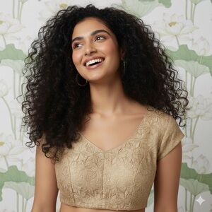 Gold ethnic Leaf Pattern crop Top